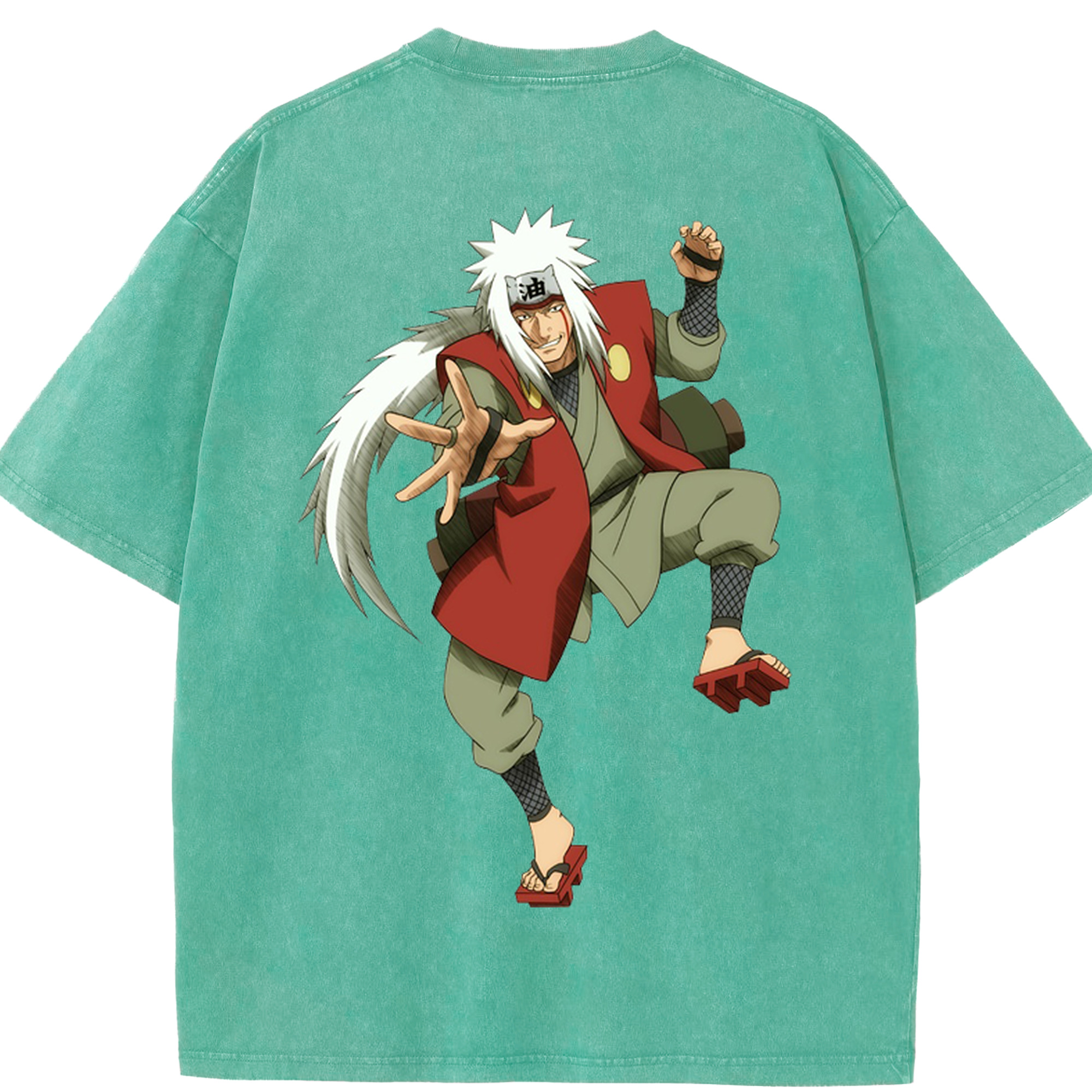 （画像用） NARUTO -ナルト- 自来也（じらいや） Jiraiya 綿100% ヴィンテージ風 半袖Tシャツ（背面プリント）